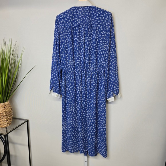 Vintage Womens Blue White Print Dress Sun Dress Casual Day Dress‎ 16W - Picture 6 of 8